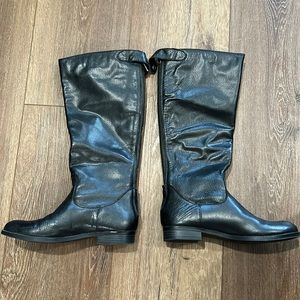 Womens leather tall black boots